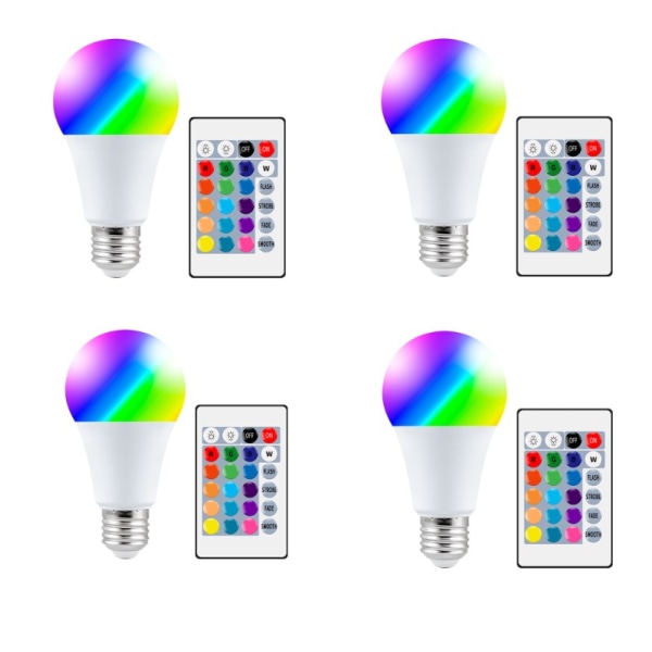 LED-färglampa, motsvarande 40 W (4-pack), E27-fjärrkontroll, varmvit (2700 K), färgväxlande 5 W
