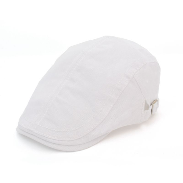 Hvid, justerbar retro baret, åndbar flad hat til mænd, solbeskyttelse