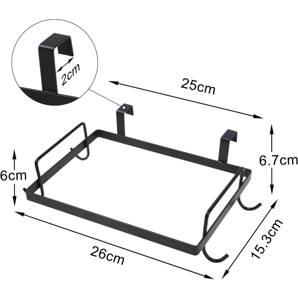 Affaldsspandsholder, hængende affaldsposeholder, stål, sort, med ho