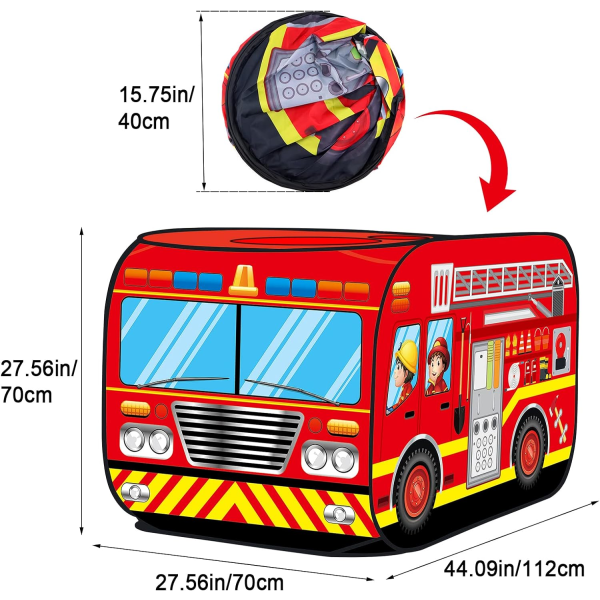 (Brandmän)GulLekstuga för barn Spel Tält med Pop-Up Design Snabb Montering Inomhus och Utomhus