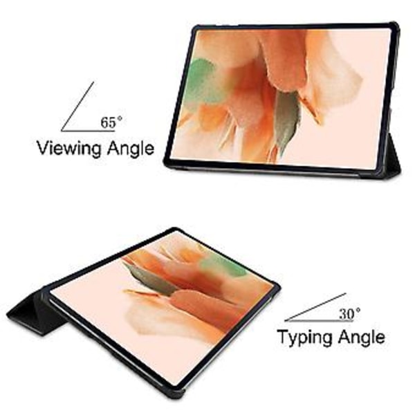 Nytt deksel til Galaxy TAB S7 FE/ T730 Tri-fold Caster Stativ Ultratynn P(Grønn)