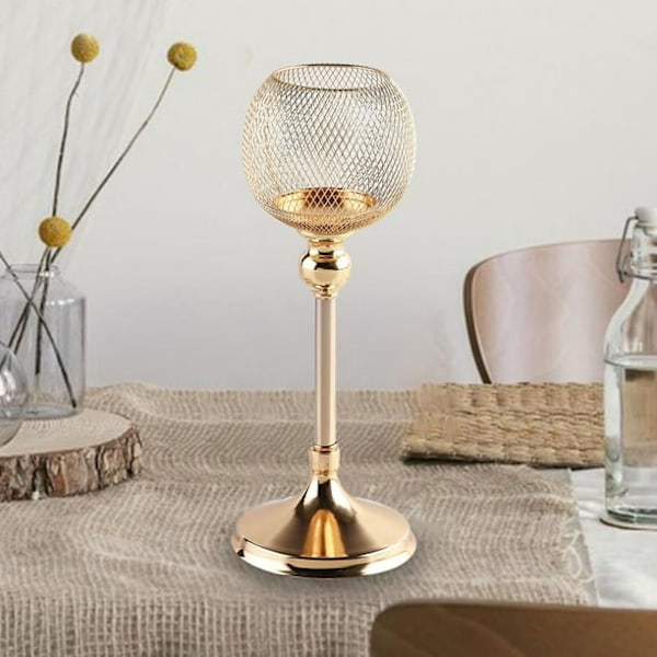 Ljusstake, Mittstycken Elegant Metallskål Dekoration Guld Ca