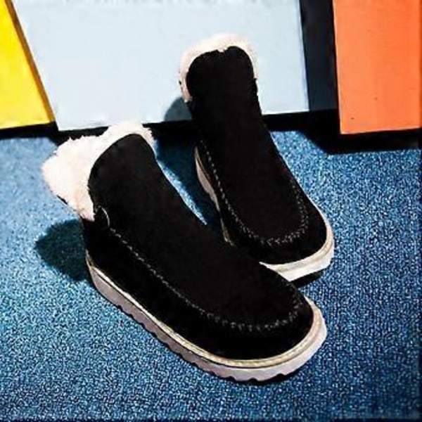 1 Par Klassiska Halkfria Ankel Uggs för Kvinnor Svart Bomull 1 Par Varma Snökängor Mikrofleecefoder (40 svart)