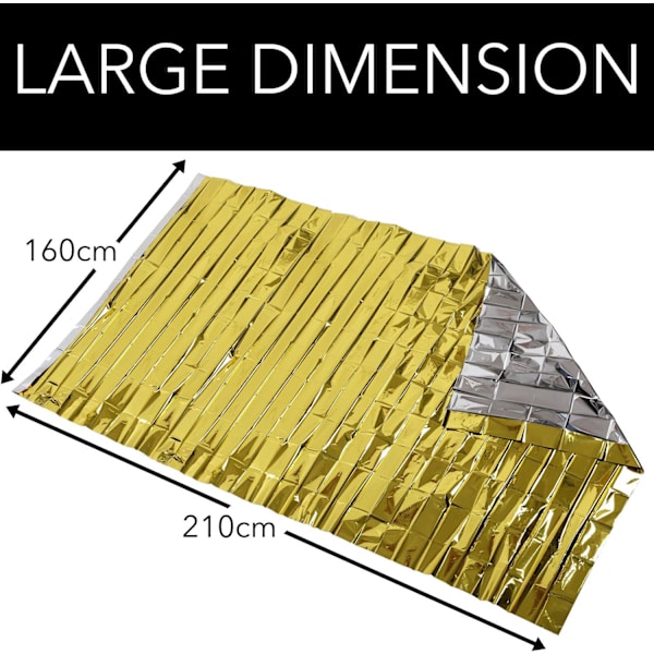Takit Överlevnadsfilt 5X- Återanvändbar - Extra Stor - 210 * 160cm - Vattentät - Mylar Överlevnadsvärmd