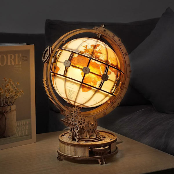 3D-träpussel Luminous Globe för vuxna Trämodell att bygga Mekanisk modell för festival