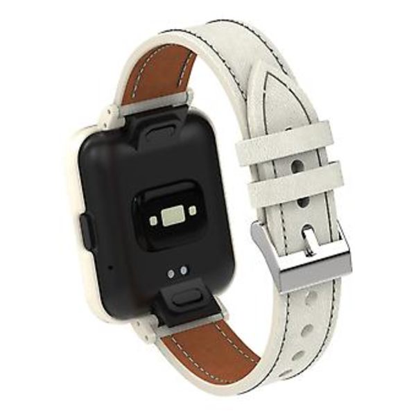Læder Urrem Til Xiaomi Redmi Watch 2 (Varmt Hvid Elfenbensfarvet Etui)