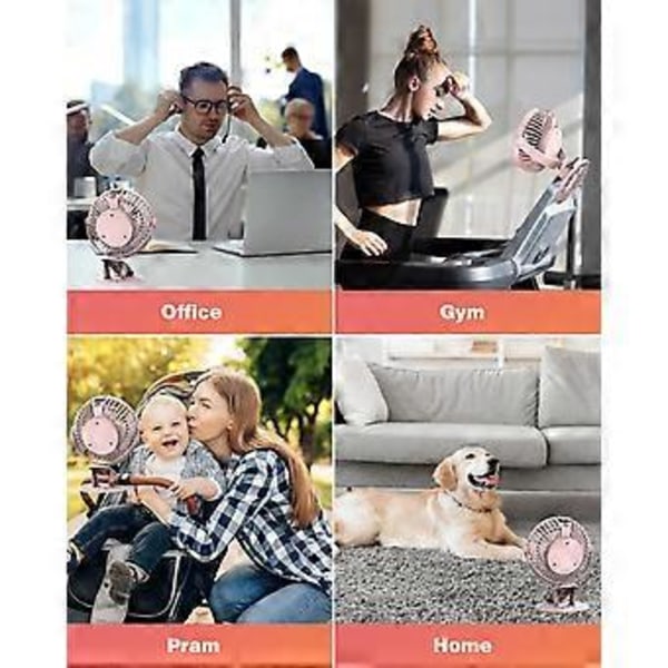 Ladattava pöytätuuletin, mini-USB-tuuletin LCD-näytöllä, 5 nopeutta, 720° pyöritys, kannettava tuuletin, hiljainen tuuletin toimistoon/M