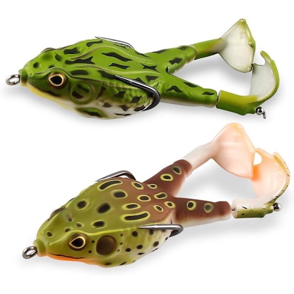 Grodlure, 2 st fiskegroda, fiskedrag, 8,5 cm dubbel fr
