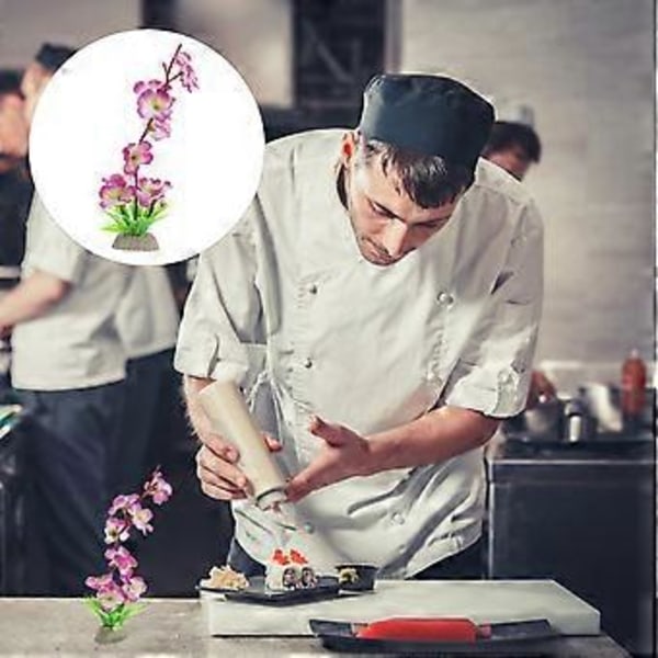 Sushi-tallerken med simulert plommeblomstpynt, Sashimi-tallerken, levende plantefigur