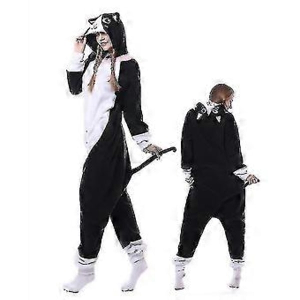 Sort Kattekostume Pyjamas Onesie Kigurumi Jumpsuit Dyrehue V (L)