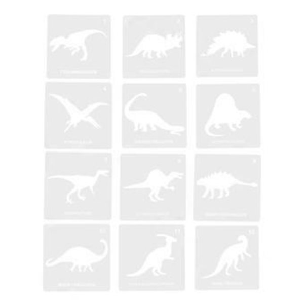 12 kpl Dinosaurusten Seinämaalaus Sapluunat Ontot Mallit Koristeluun