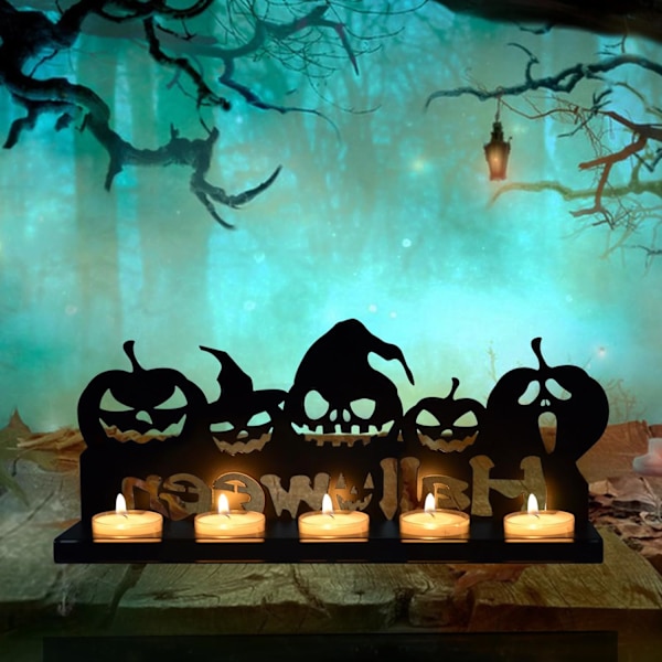 1 kpl Halloween sisä- ja ulkokoriste kynttilänjalka mustalla