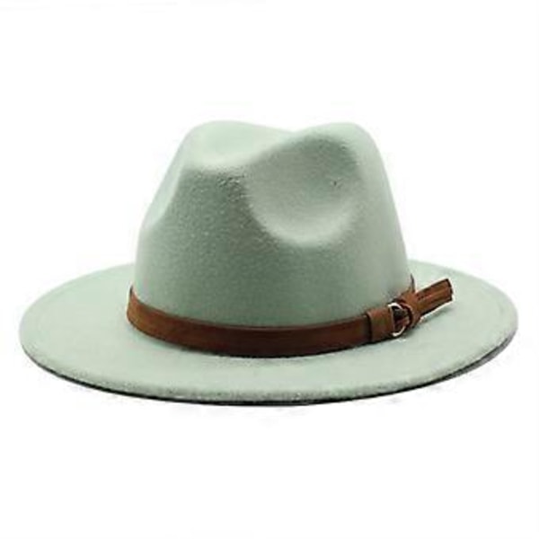 Fedora-hattu syksyyn ja talveen, villahattu, kirkkohattu, lierihattu, joka sopii kaikkeen, jazz-hattu 56-61cm Säädettävä (M mintunvihreä)