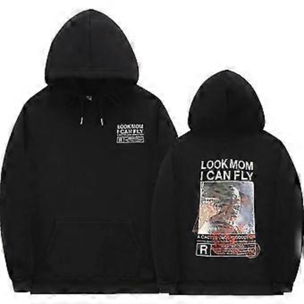 Cactus Jack Hættetrøje Mænd Kvinder Dobbeltsidet Logo Print SE MOR JEG KAN FLYVE Travis Scott Hættetrøjer Unisex Mode Hip Hop Streetwear -NMAOV(XL Z0783*black)