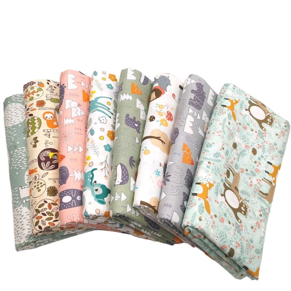 Patchwork-stof, 50 cm x 50 cm (B), 8 stykker sybomuldsstoffer
