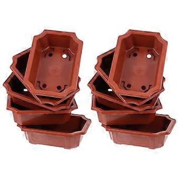 10 stk. Bonsai Potter Vintage Stil Plastik Bonsai Planter Voksende Potte Rektangulær Klassisk Blomsterpotte