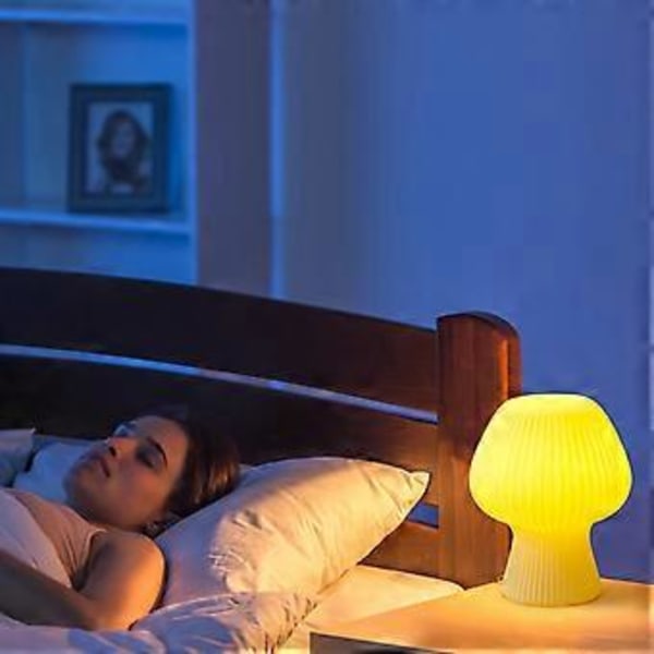 15% RABATT Svamp Bordslampa - Nattduksbordslampa, Läslampa för Heminredning, Matrum, Vardagsrum, Sovrum, Present (Gul)