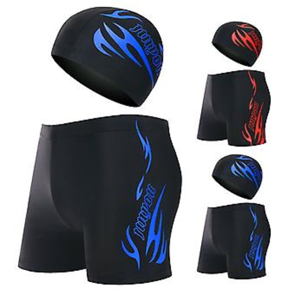 2 st/set Baddräkter Snabbtorkande Andningsbara Elastiska Bra Sömmar Badmössa för Simbassäng (XL Blå)