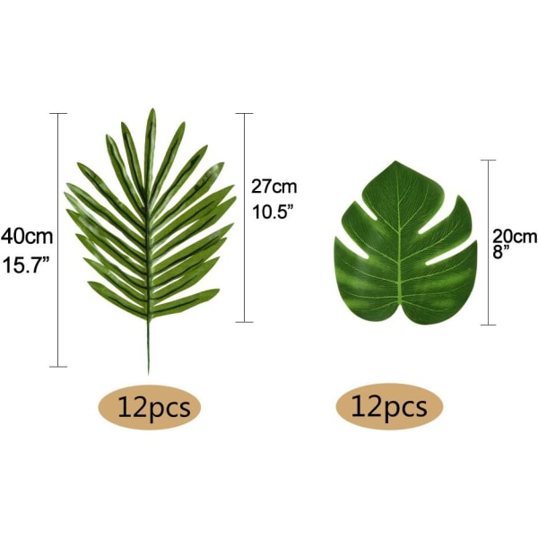 Sæt med 24 tropiske palmeblade Simulering Kunstige planter Tropi