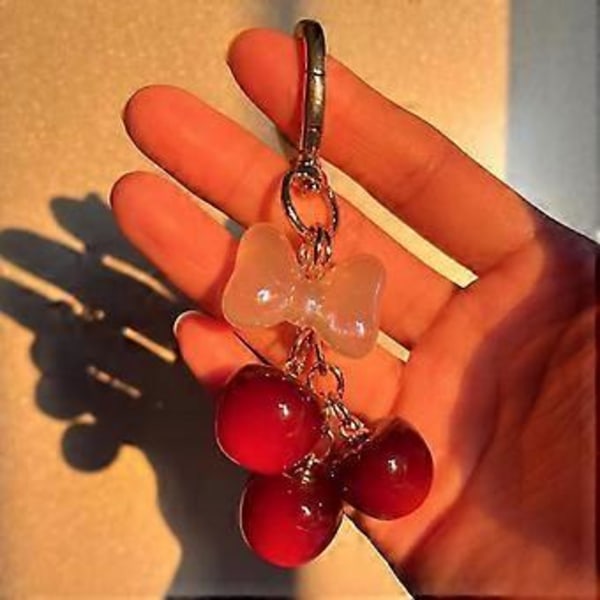 Moderigtig Kirsebær Taske Charm Chic Kirsebær Sløjfe Taske Charm Nøglering Ornament Til Stilfulde Kvinders Tilbehør (Style 2)