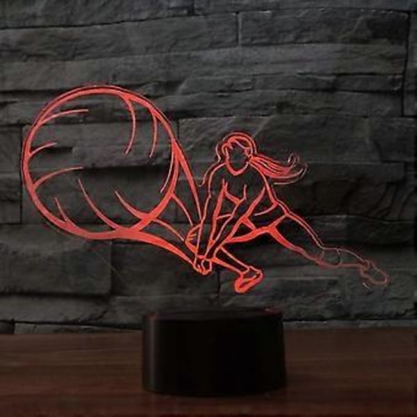 3D Volleyboll Nattlampa LED-lampa Illusion 7 Färgväxlande Touch Switch Bordsskiva Dekorationslampor Födelsedagspresent Akrylplatt ABS-bas USB Ca