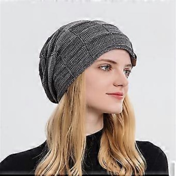 Slouchy Plyschfodrad Mössa Vuxen Elastisk Hatt Vinter Värmare Stickad Mössa Kalla Vinter Presenter för Studenter Tonåringar blandad svart (blandad svart)