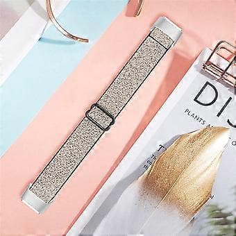 Elastisk Nylon Klokkereim Solo Loop Justerbar Erstatningsrem Kompatibel med Fitbit Luxe (Gull)