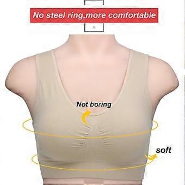 Bomullsväst-BH för medelålders och äldre kvinnor, utan stålring, plus size underkläder - Hudfärg/YY(2XL beige)