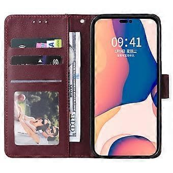 Til iPhone 15 Pro PU Læder Pung Mobiltelefon Stativ Etui Kortholder Stødsikkert Telefoncover (Stil E)