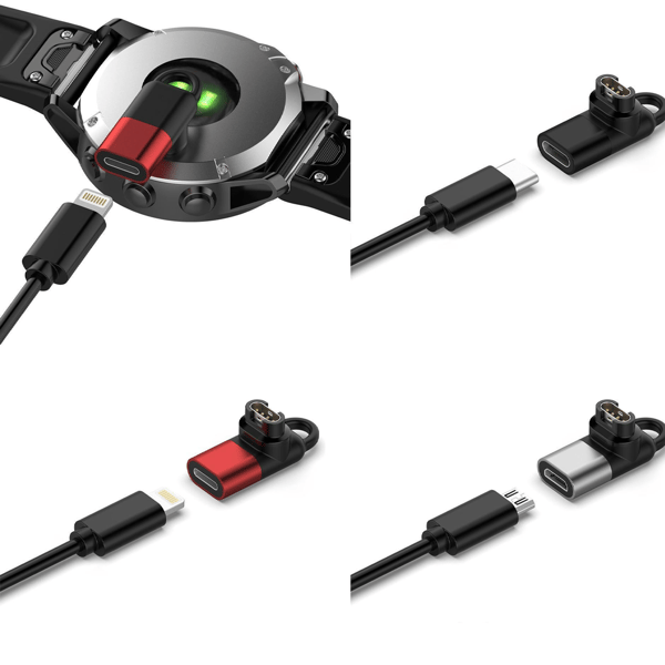 USB-C till Garmin/Min Adapter 3-pack, 90 graders kabel för klockladdning
