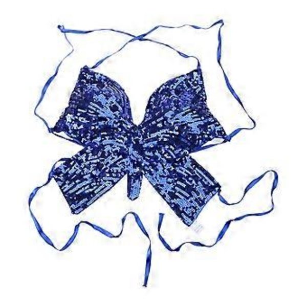 Naisten hihaton ristiin sidottu selästä avoin seksikäs toppi kimaltelevilla perhossequineilla koristeltu olkaimeton rintaliivi crop top -festivaaliasu, kuninkaallinen sininen (kuninkaallinen sininen)