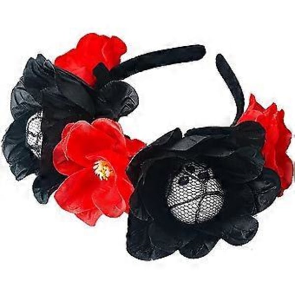 Hovedbøjle med kranie og Halloween-spindelvæv, blomsterhovedbøjle, heksehat-hovedbøjle, cosplay-dæmonhovedbøjle