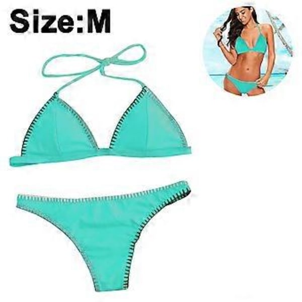 Bikini Baddräkt för Kvinnor Triangel String Halter Tvådelad Baddräkt Set