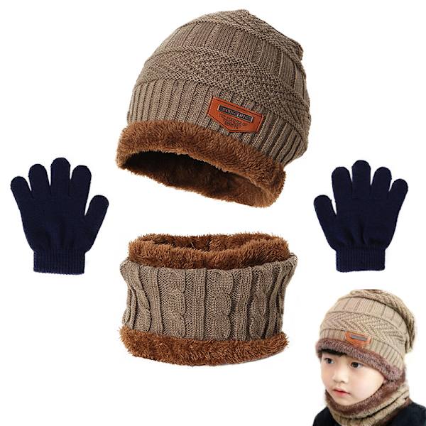 （Khaki）Baby Kids Boys Girls Scarf and Hat Packs Hat and Scarf War