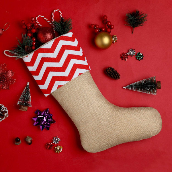 4 st Burlap Julstrumpor Jul Spis Hängande S