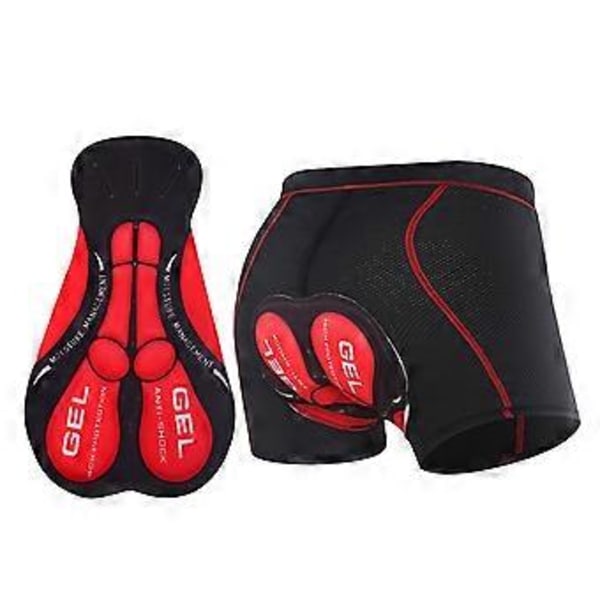 Mænd Cykelshorts 5D Gel Polstret Underbukser MTB Mountainbike Cykel Shorts Bukser (L Rød Sort)