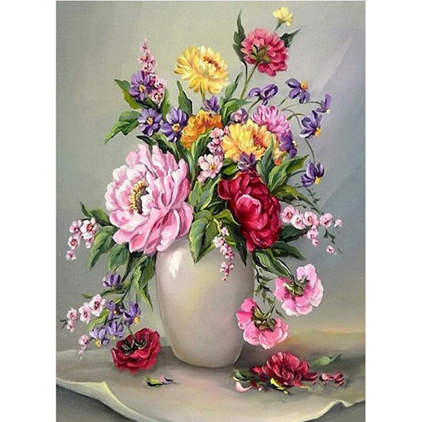 30x40 cm 5D DIY Diamantmaleri, Blomsterkomposition
