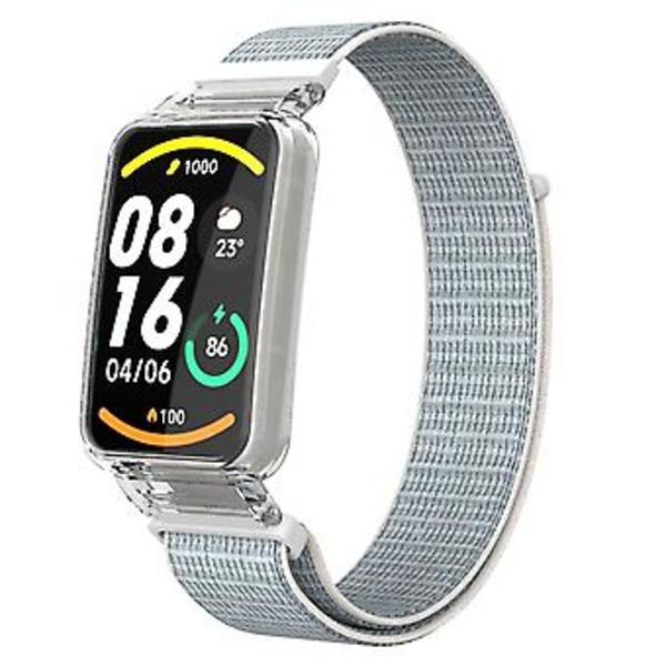 PC-fodral + Nylon Loop-rem för Xiaomi Mi Band 7 Pro (Vit)