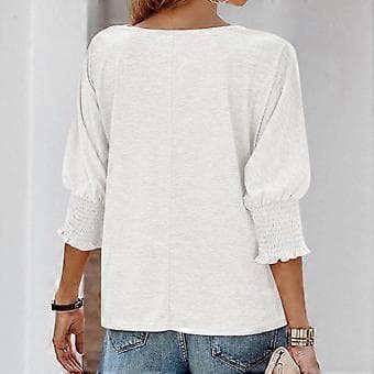 Dame Ensfarvet Løs Pasform Tunika Top Bluser Basic Tee Bluser Casual Tunika Top Rund Hals 3/4 Ærme Basic T-shirts Tee Top lysegrøn M(M lysegrøn)