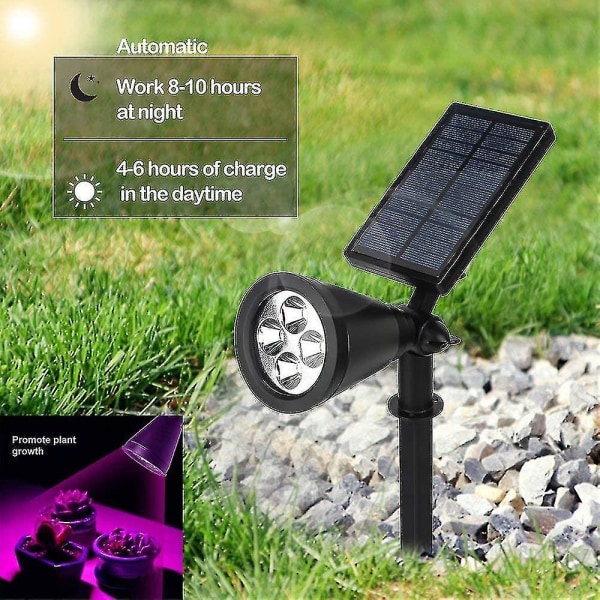 Plug-plast solcellelampe for planter - LED plantevekstlys + 4 LED-planter
