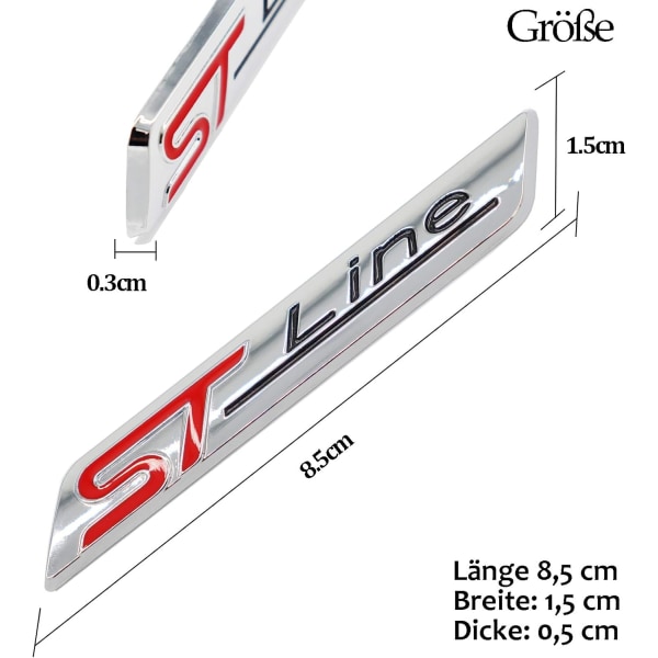 2 stk. Metall St line klistremerke Billemerke Emblem Krom Klistremerke,