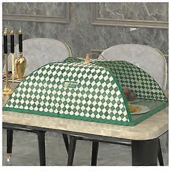 Bärbar Parasoll-Stil Matöverdrag Vikbart Nät Skydd Mat Parasoll-Tält Anti-Fluga Bordsmåltider Överdrag (Rektangulär 50x70cm Mörkgrön Rutiga)