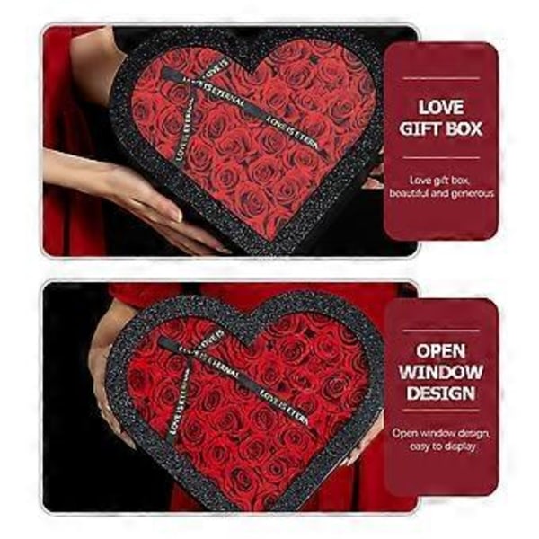 2 st Pappersblomlåda Hjärta Form Valentinsdag Ros Förpackningslådor för Arrangemang