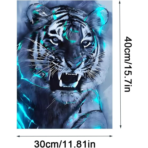 5D Diamantmalerisett, DIY Tiger Diamantmaleri, 30 x 40 cm