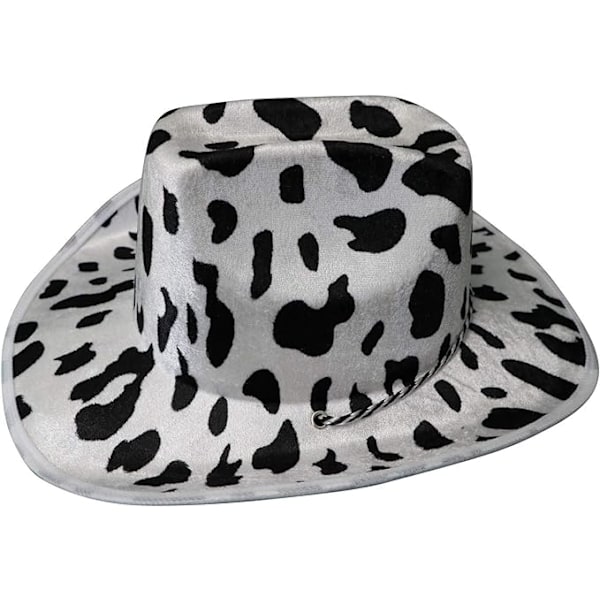 Cowboy Hat Fun Cow Print Hat - Unisex Sort og Hvid Cowboy Hat