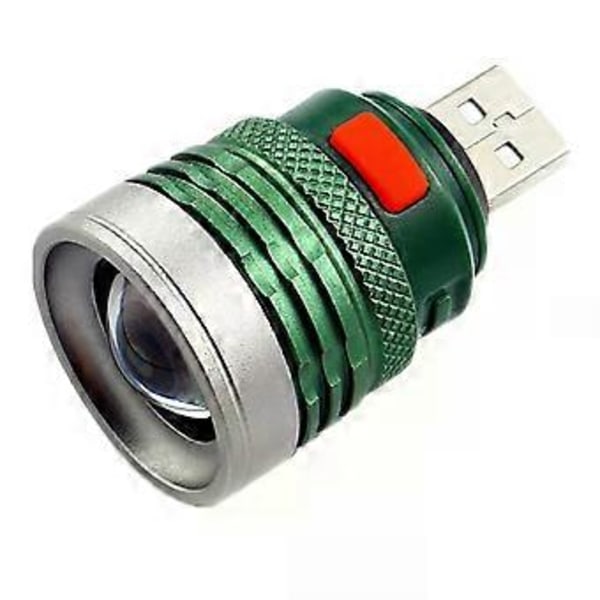 LED-belysning Portabel 3 Lägen Ström Via USB-gränssnitt Powerbank Ultraljus Ficklampa Lanterna Ficklampa Mini USB-blixtljus (A3 Grönt Ljus)
