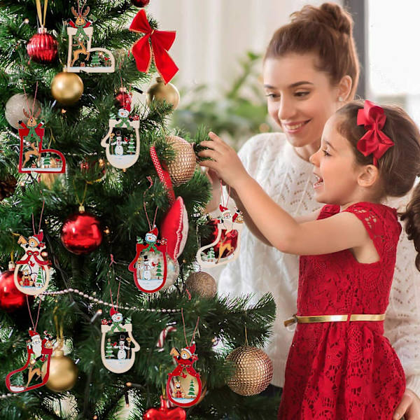 8 st Träjulgranspynt, Julgransdekoration, DIY W
