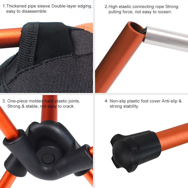 Orange Ultra Lätt Fällbar Campingstol, Bärbar Ryggsäck