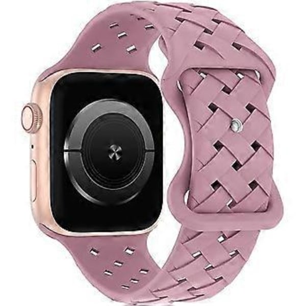 Silikonvevd klokkearmbånd kompatibelt med Apple Watch 38mm 40mm 41mm 42mm 44mm 45mm 49mm, erstatnings sportsåndbart klokkearmbånd, kanelpulver