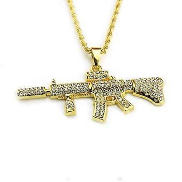 Guldlænke Halskæde Gave Mænd Mode Vedhæng Halskæde Rhinestone Maskingevær Halskæde Kvinder